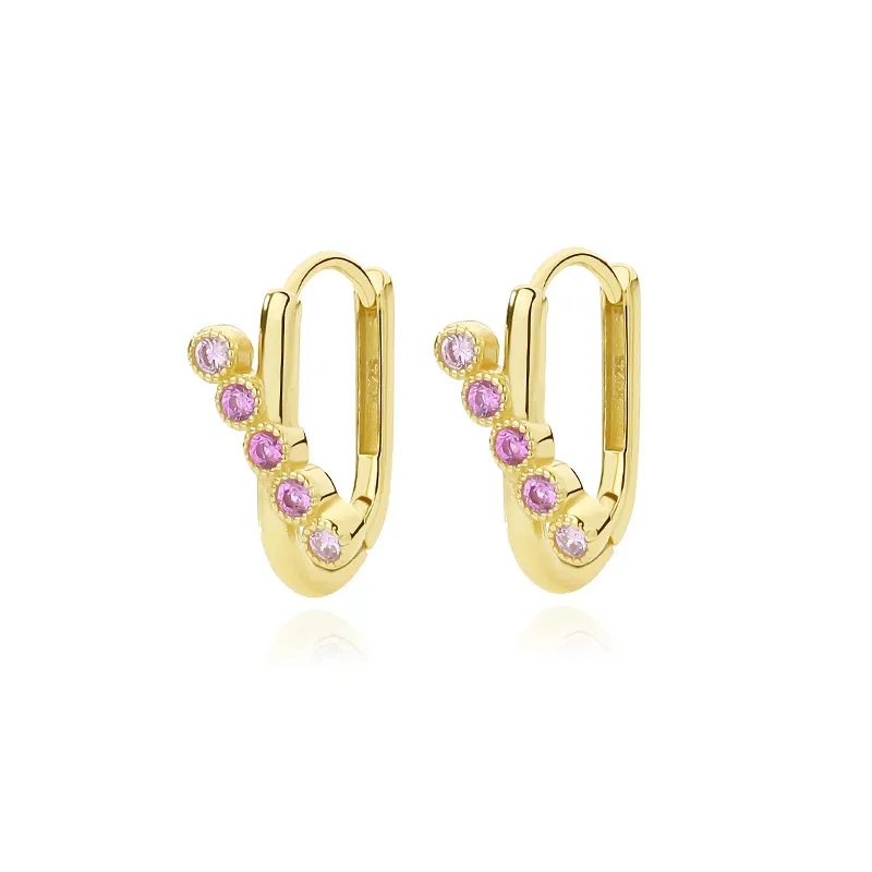 Pink Zirconia U Hoop Earring 60200159