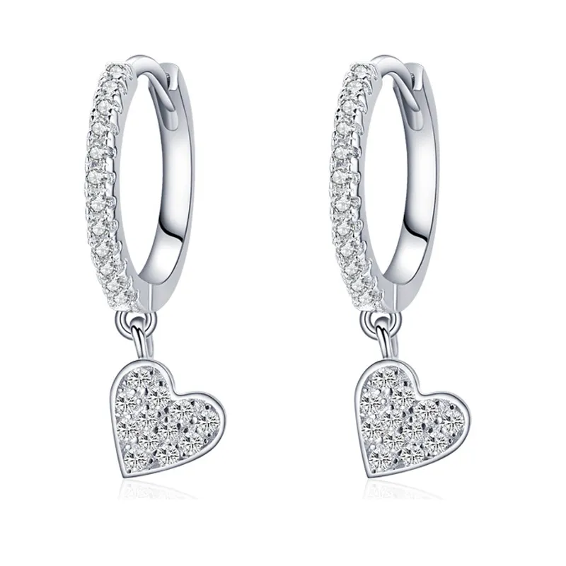 Zirconia Heart Dangle Hoop Earring 60300109