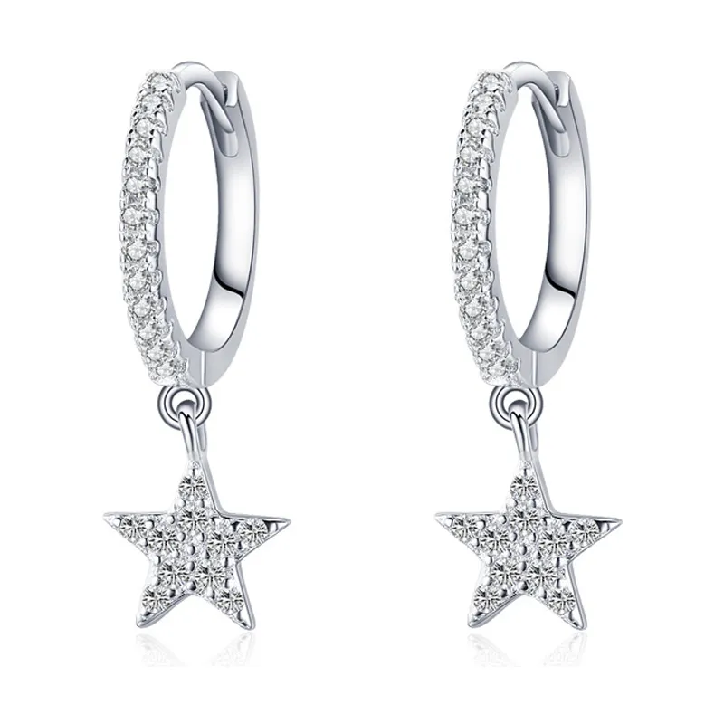 Zirconia Star Dangle Hoop Earring 60300110