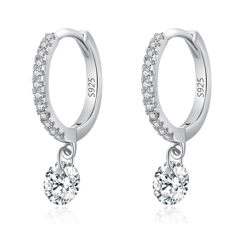 Sparkle Round Zirconia Dangle Hoop Earring 60300114