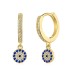 Blue Evil Eye Zirconia Dangle Charm Hoop Earrings 60300124