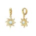 White Opal Flower Zirconia Charm Hoop Earrings 60300127