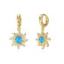 Blue Opal Flower Zirconia Charm Hoop Earrings 60300128