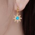 Blue Opal Flower Zirconia Charm Hoop Earrings 60300128