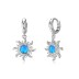 Blue Opal Flower Zirconia Charm Hoop Earrings 60300128