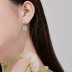 Blue Opal Flower Zirconia Charm Hoop Earrings 60300128