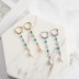 Vintage Turquoise Zirconia Tassel Hoop Earrings 60300130