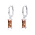 Silver Tone Rectangle Zirconia Charm Hoop Earrings 60300132