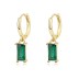 Gold Tone Rectangle Zirconia Charm Hoop Earrings 60300133