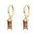 Gold Tone Rectangle Zirconia Charm Hoop Earrings 60300133