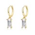 Gold Tone Rectangle Zirconia Charm Hoop Earrings 60300133