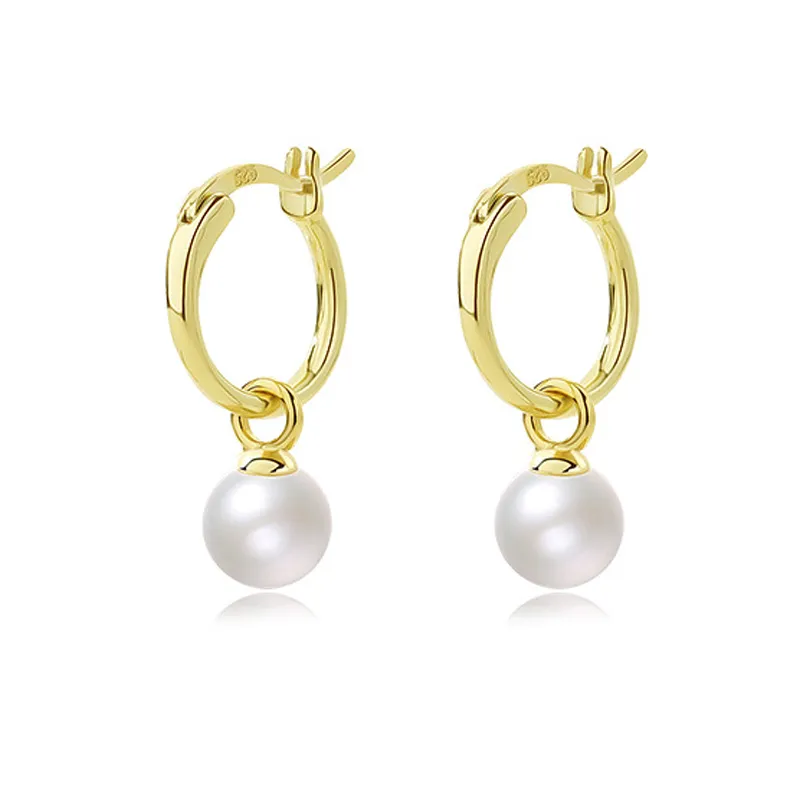 Simple Pearl Beads French Lock Hoop Earrings 60300134