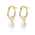 Simple Pearl Beads French Lock Hoop Earrings 60300135