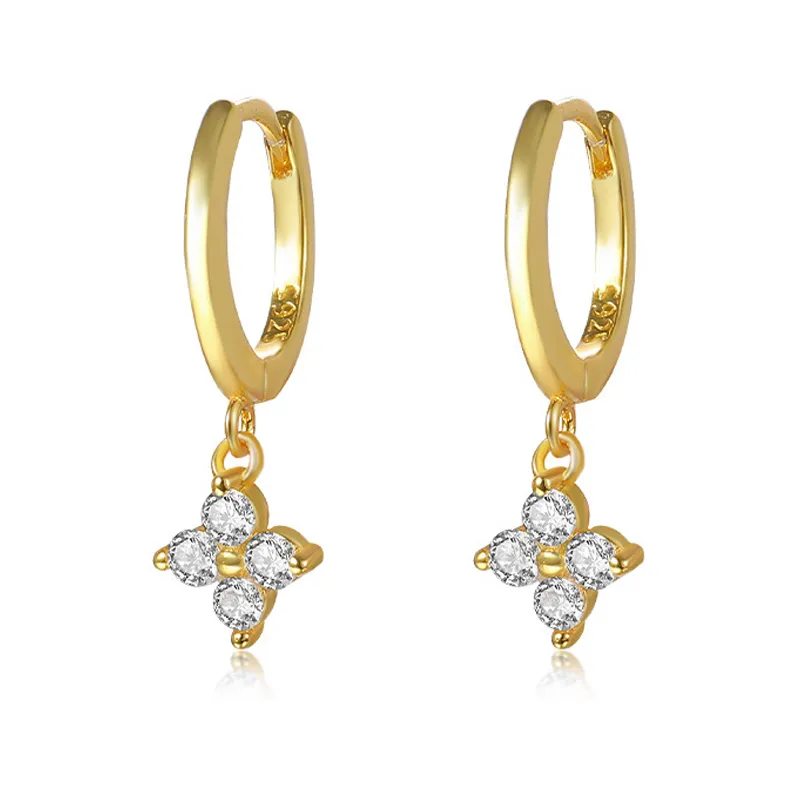 Lovely Flower Zirconia Charm Hoop Earrings 60300141