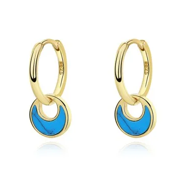 Lovely Turquoise Charm Hoop Earrings 60300144