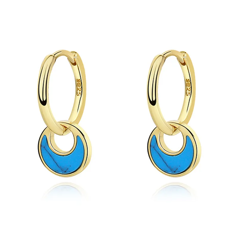 Lovely Turquoise Charm Hoop Earrings 60300144