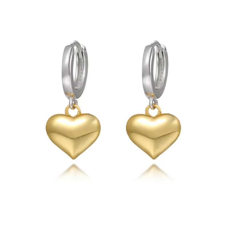 Two Tones Heart Charm Hoop Earrings 60300145