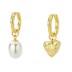 Vintage Asymmetric Heart Pearl Beads Hoop Earrings 60300146