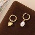 Vintage Asymmetric Heart Pearl Beads Hoop Earrings 60300146