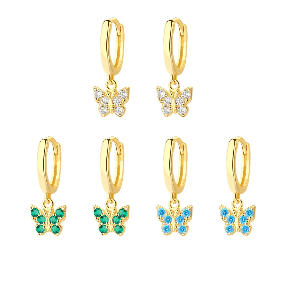 Lovely Butterfly Zirconia Hoop Earrings 60300148