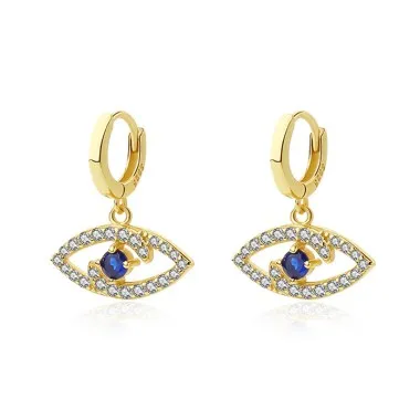 Evil Eye Zirconia Charm Hoop Earrings 60300154