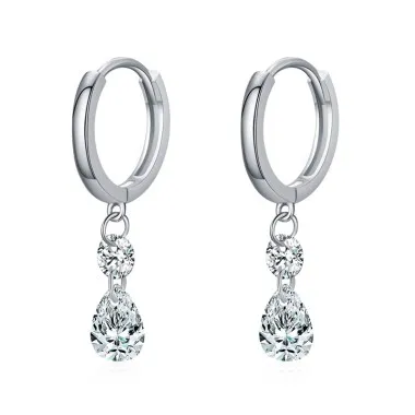 Spark Waterdrop Zirconia Charm Hoop Earrings 60300158