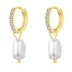 Classic Pearl Beads Zirconia Charm Hoop Earrings 60300159