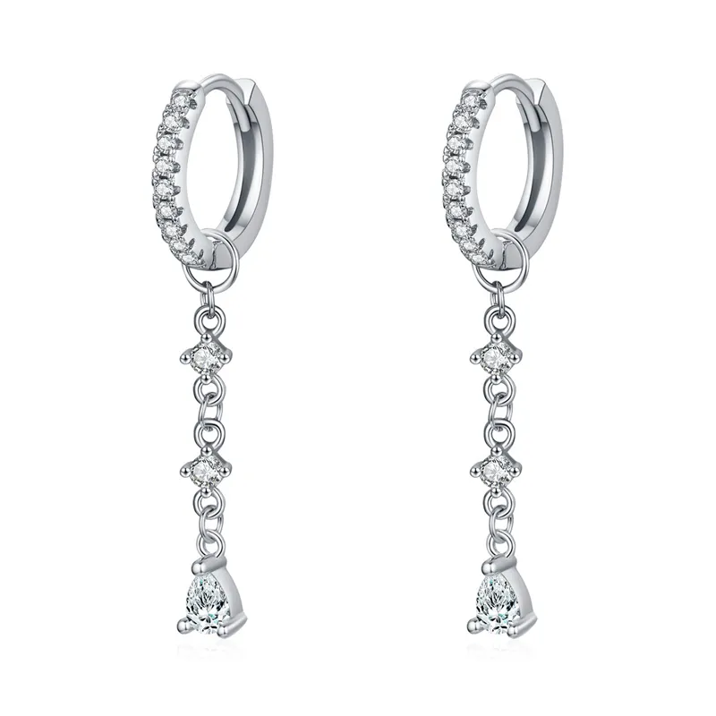 Lovely Tassel Zirconia Charm Hoop Earrings 60300160