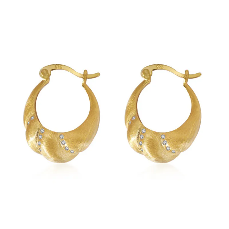 Satin Zirconia French Lock Hoop Earring 60400007