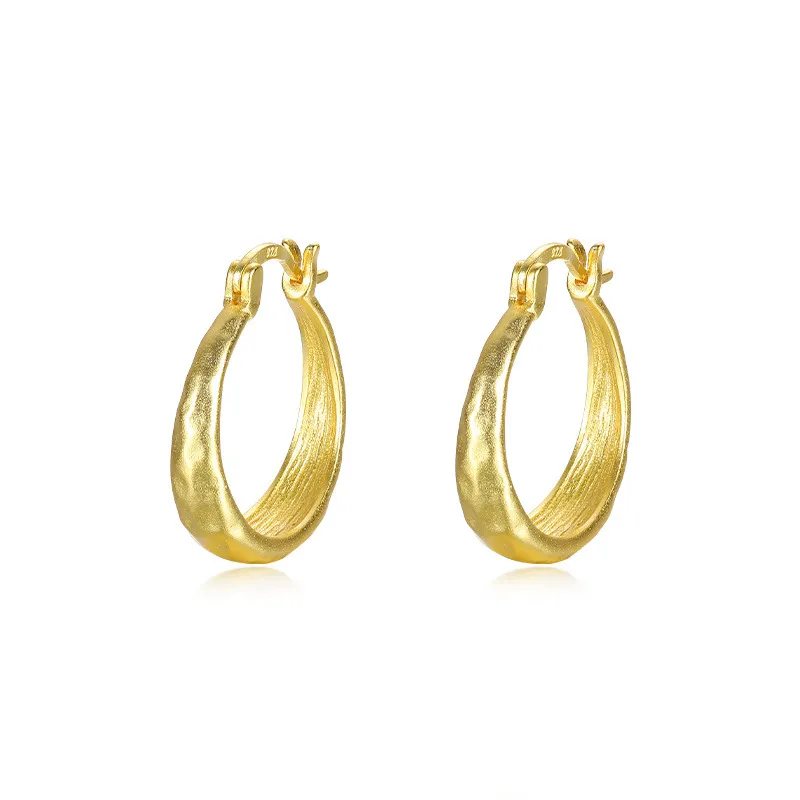 Vintage Dull Polish French Lock Hoop Earring 60400009