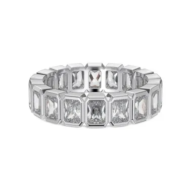 925 Sterling Silver Rectangle Zirconia Band Ring 70100201