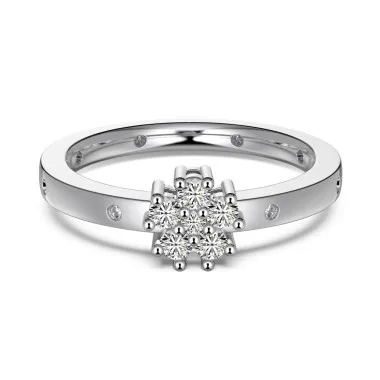 925 Sterling Silver Zirconia Flower Band Ring 70100204