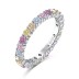 925 Sterling Silver 2mm Rainbow Zirconia Band Ring 70100212