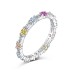 925 Sterling Silver Rainbow Zirconia Chain Band Ring 70100214