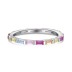 925 Sterling Silver Rectangle Rainbow Zirconia Band Ring 70100220