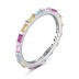 925 Sterling Silver Rectangle Rainbow Zirconia Band Ring 70100220