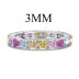 925 Sterling Silver 3mm Rainbow Zirconia Band Ring 70100228