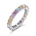 925 Sterling Silver 3mm Rainbow Zirconia Band Ring 70100228