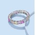 925 Sterling Silver 3mm Rainbow Zirconia Band Ring 70100228