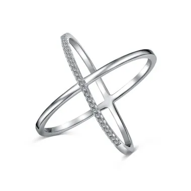 925 Sterling Silver Luxury X Zirconia Band Ring 70100237