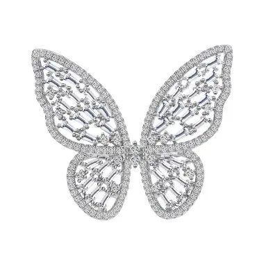 925 Sterling Silver Luxury Butterfly Zirconia Band Ring 70100267