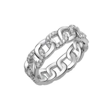 925 Sterling Silver Unique Hiphop Zirconia Band Ring 70100281