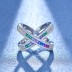 925 Sterling Silver Rainbow Cross Lines Zirconia Band Ring 70100292