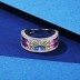 925 Sterling Silver Luxury Square Rainbow Zirconia Band Ring 70100293