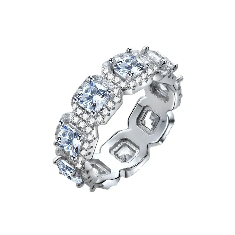 925 Sterling Silver Luxury Party Square Zirconia Band Ring 70100295