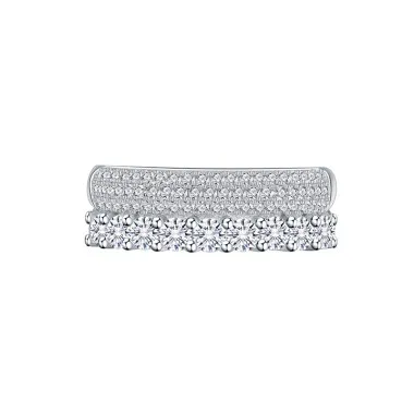 925 Sterling Silver Two Layers Zirconia Band Ring 70100298