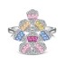 925 Sterling Silver Colorful Zirconia Flower Solitaire Ring 70200193