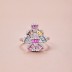 925 Sterling Silver Colorful Zirconia Flower Solitaire Ring 70200193