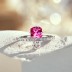 925 Sterling Silver Pink Zirconia Solitaire Ring 70200206