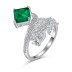 925 Sterling Silver Emerald Zirconia Leaf Ring 70200210